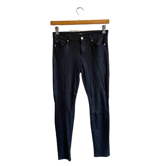 7 for All Mankind 28 leather skinny jeans punk goth - Picture 1 of 8